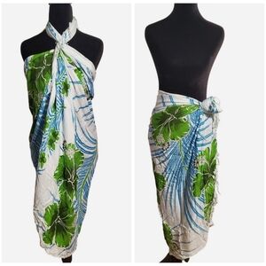Bali Collection Les Pareos Habiscus Beach Sarong Cover up Resort Wear Vacation